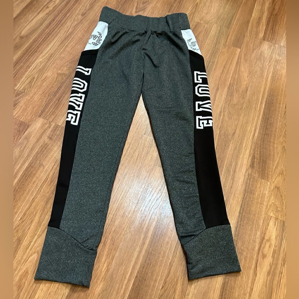 Women’s Love joggers - gray, black, & white - size large